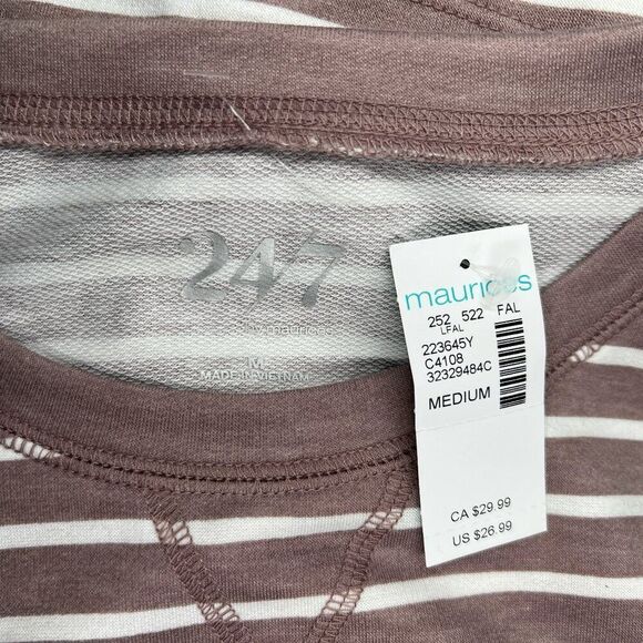 Maurices Women's Size Medium 24/7‎ Clara Striped Long Sleeve Tee - Picture 9 of 11